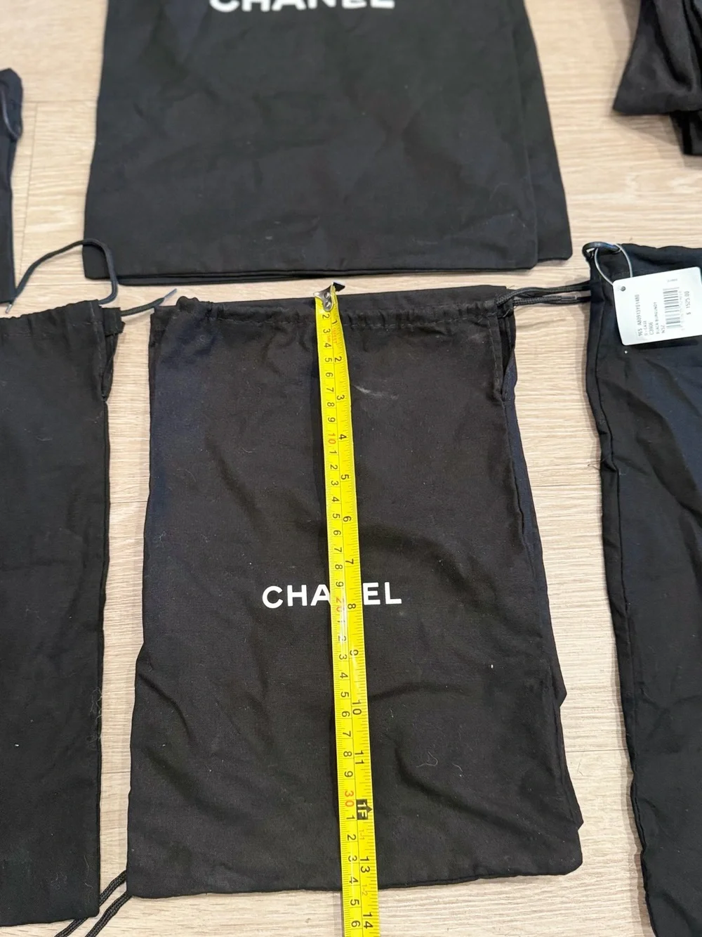 Chanel dusts shoes and hand bags all black bulks assorted sizes 33 total most of